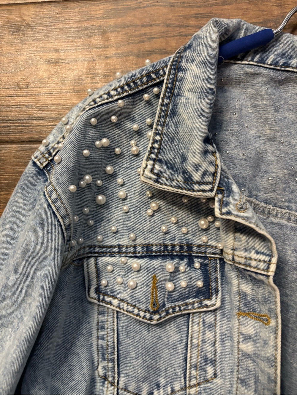 Pearl Embellished Jean Jacket
(light denim color) - Picture 2 of 5